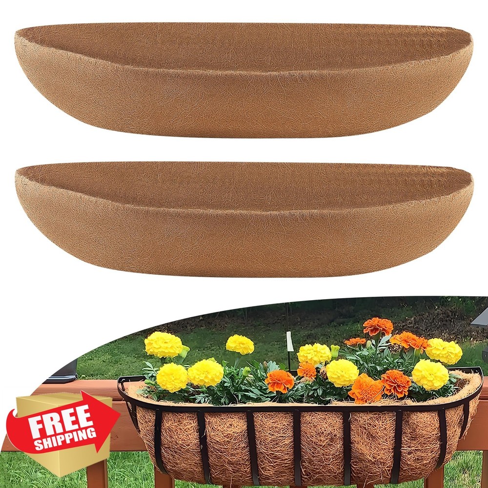Sinimaka Coco Liners 48 Inch 2 Pack Planter Trough Window Box