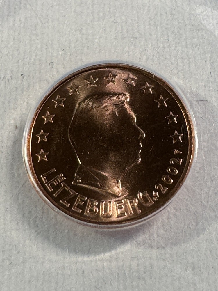 2002 Luxembourg 1 Cent Graded MS 65 RD by ANACS