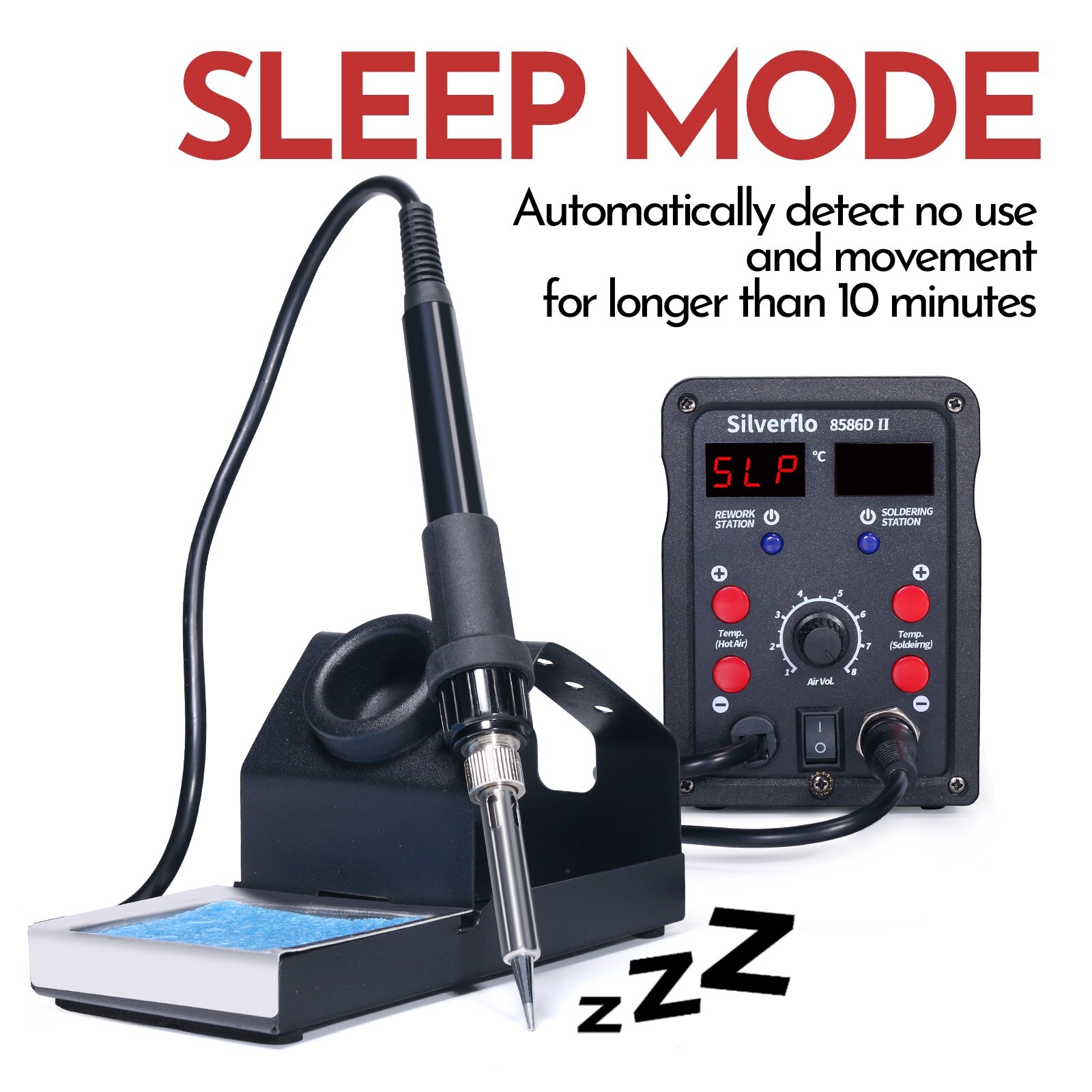 750W 8586D Solder Station 2 in 1 Soldering Iron Kit Hot Air Gun Rework station