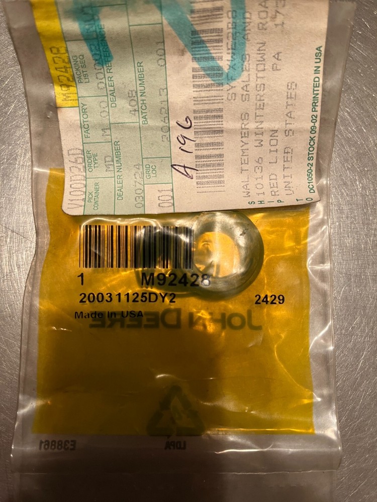 M92428 Genuine OEM John Deere Switch Retainer NUT