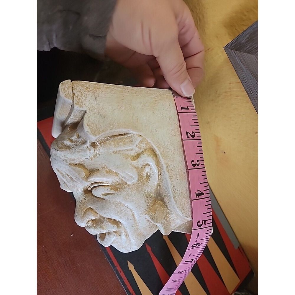 Antique Sandstone Old Monk Bracket Wall Plaque Statue