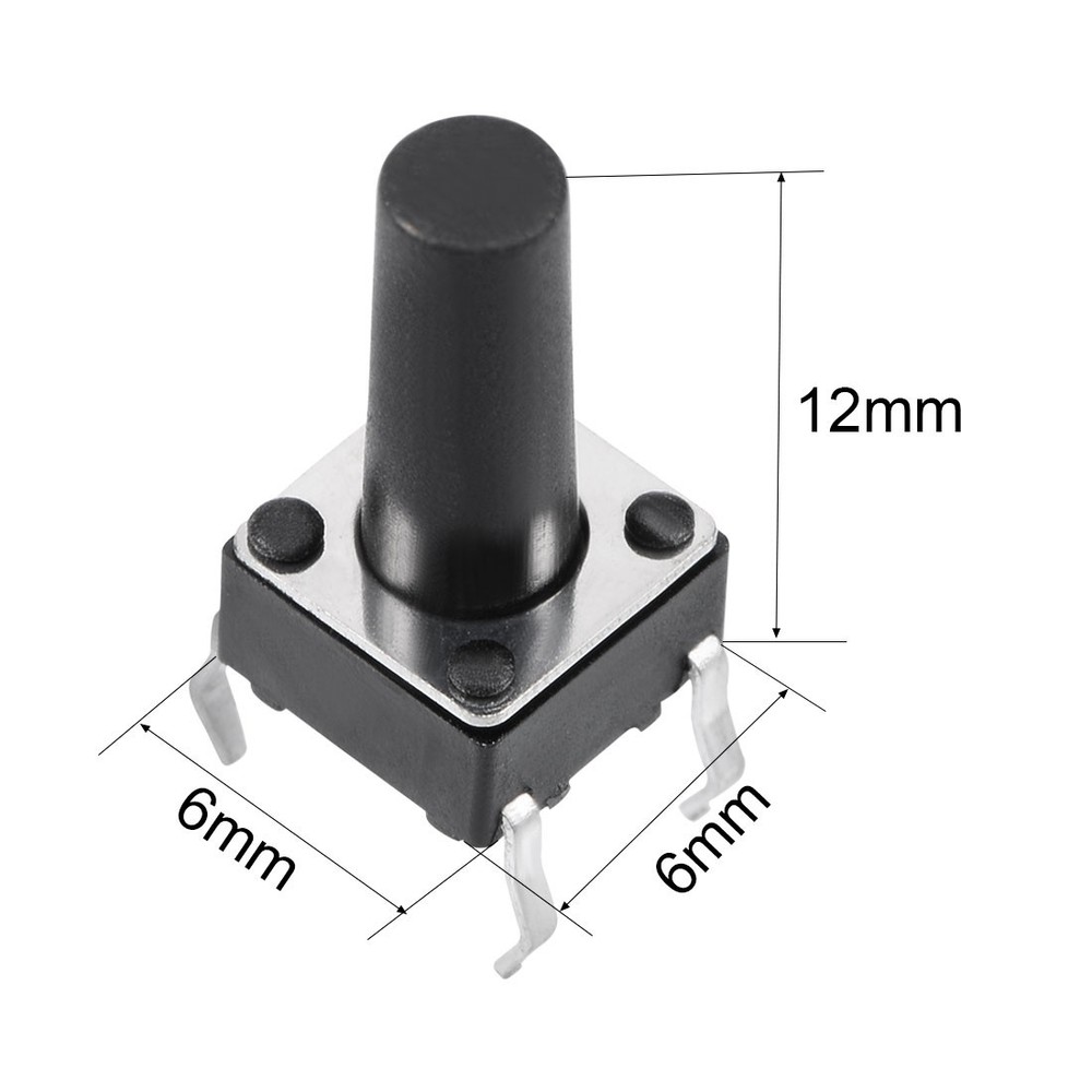 6x6x12mm Panel Momentary 4-Pin PCB DIP Tactile Tact Push Button Switch 10PCS