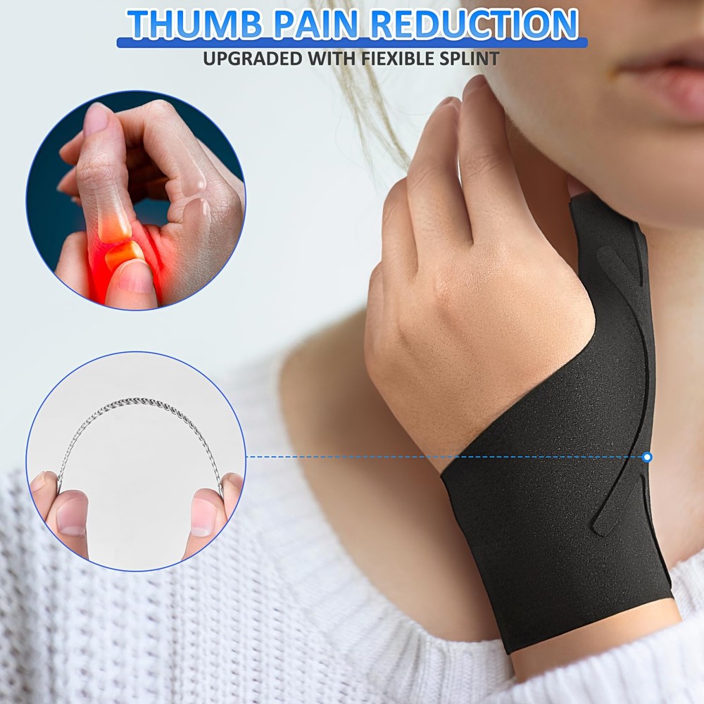 Thumb Wrist Brace Copper Compression Stabilizer Support Small, Black