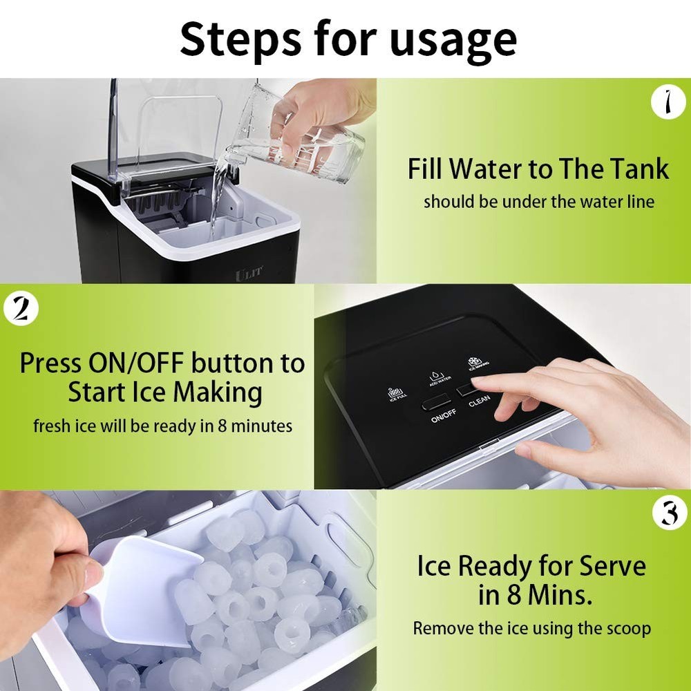 Portable Ice Maker,Ice Maker Machine for Countertop, Self-Cleaning Function I...