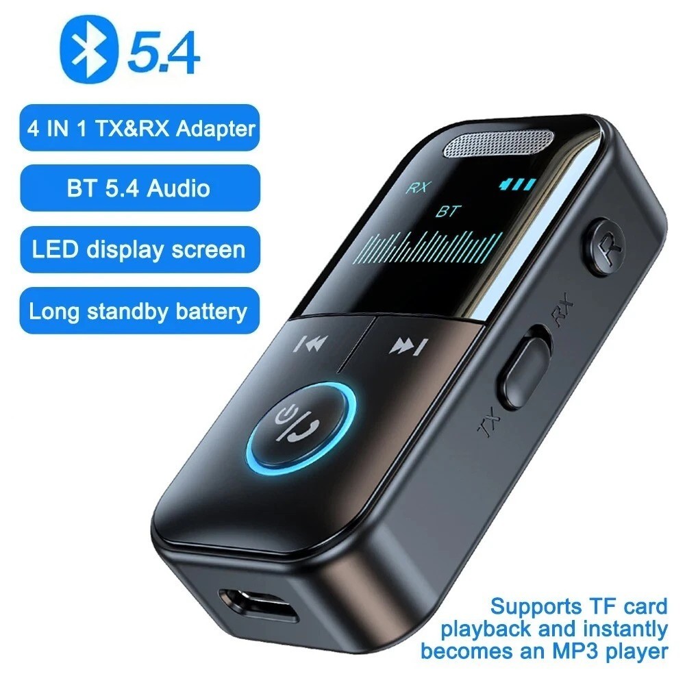 4In1 Bluetooth Audio Adapter Wireless Receiver Transmitter MP3 Player 3.5mm Aux