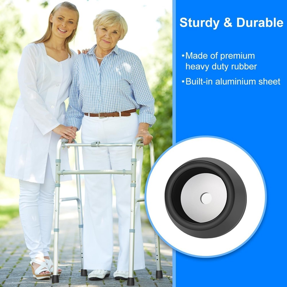 4PCS Rubber Walker Tips – Universal Replacement for Cane, Shower Chair, Commode