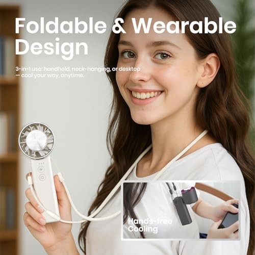 Hand Held Fan - 4 Speeds Adjustable Pink Updated Version
