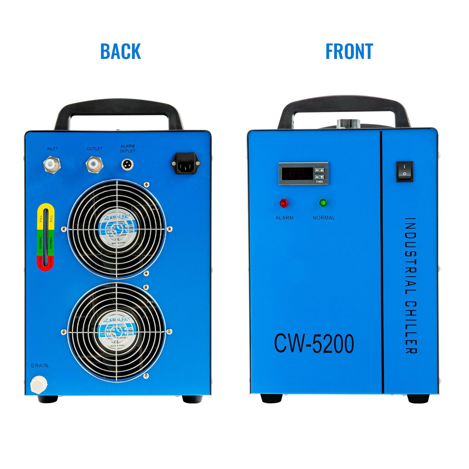 OMTech CW-5200 Industrial Water Chiller for CO2 Laser Engraving Cutting Machines