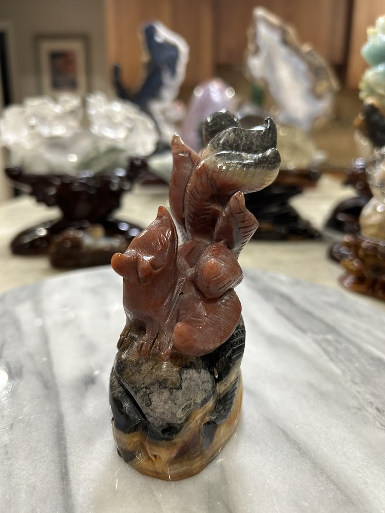Amazonite 9 tail Fox carving