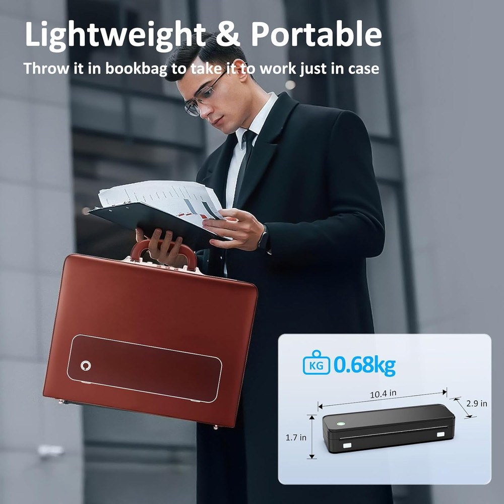 PD-A4 Printer & 7 Rolls Paper & Carry Case