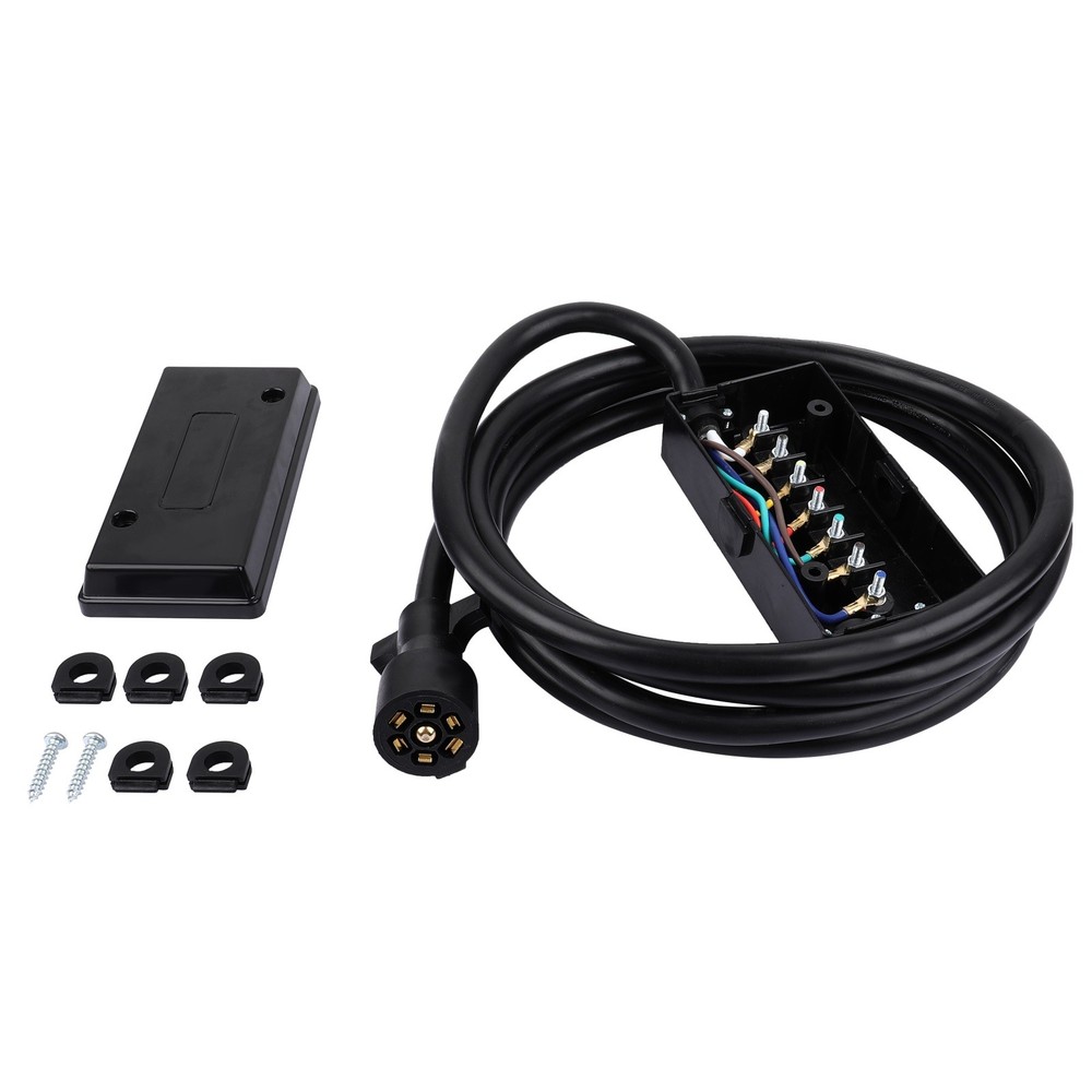 12ft 7 Way Plug Inline Pre-Wired Trailer RV Junction Box Cord Cable