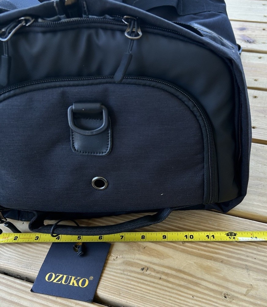 Ozuko Backpack Duffel Bag Black Multiple Compartment Pockets Travel Carry On