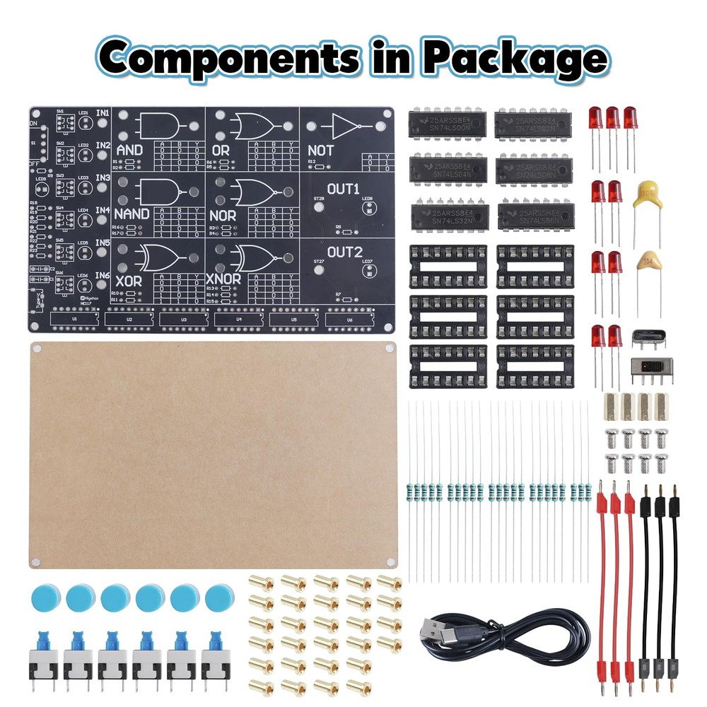 DIY Logic Gate Circuit Soldering Kit–Basic Logic Gate Learning Kit with Inter...