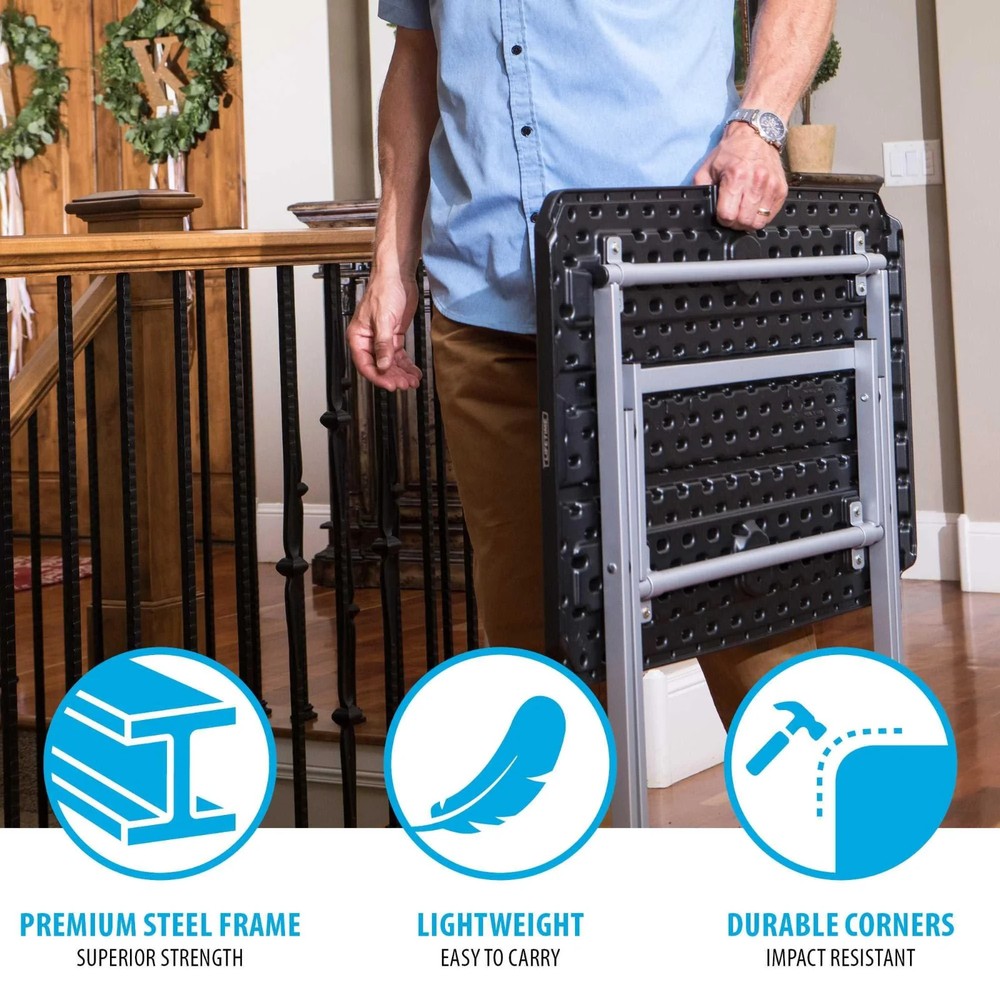 Lifetime 30-Inch Rectangular Folding Table, Light Commercial Grade, Black