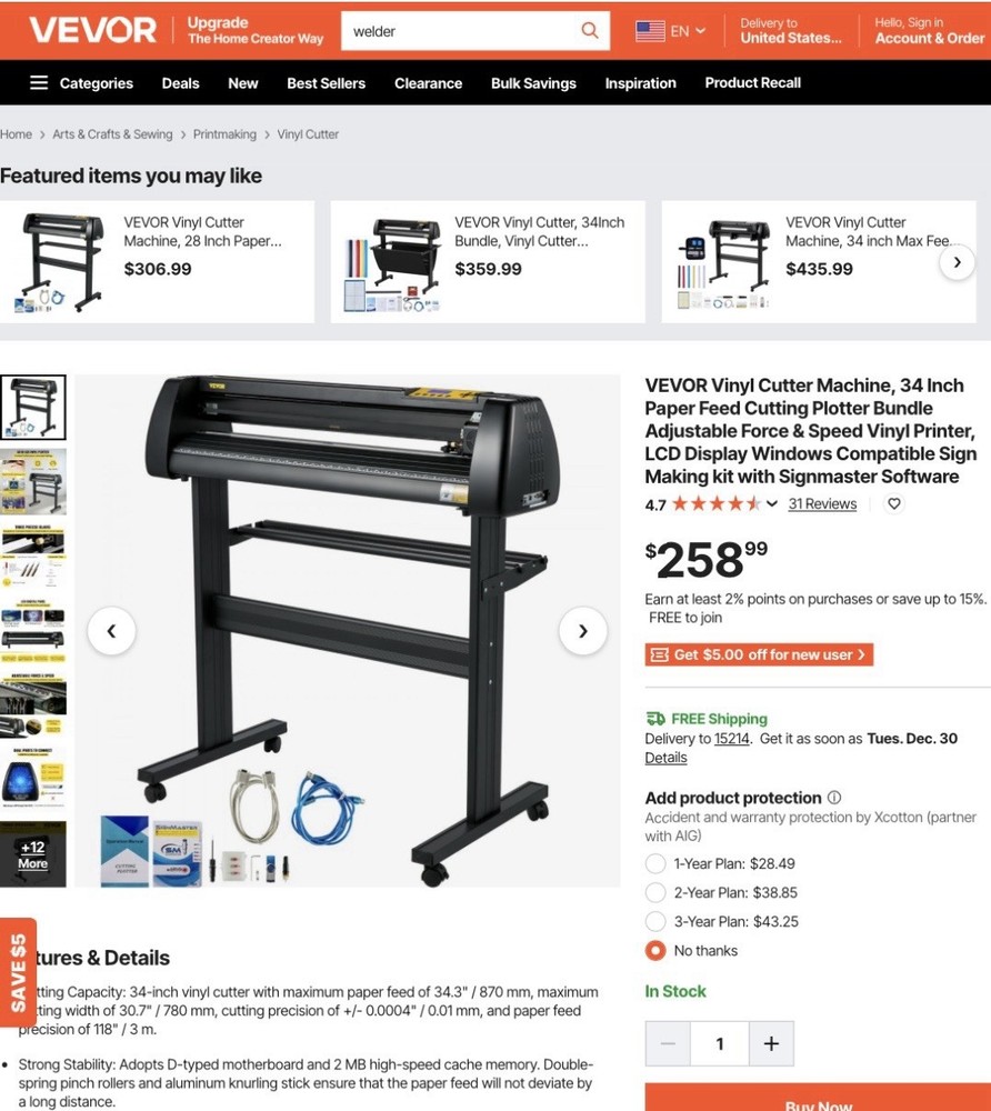 VEVOR Vinyl Cutter Machine Cutting Plotter 28inch Bundle SignMaster Floor Stand