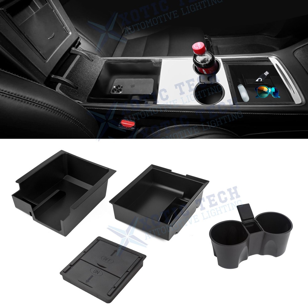 Console Armrest Insert Organizer Tray Cup Holder For Tesla Model 3 Y 2021-up