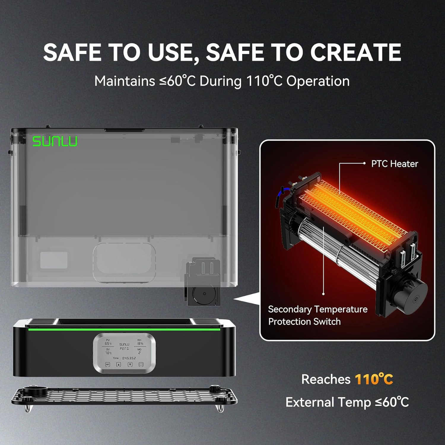 SUNLU FilaDryer E2 up to 110℃ Professional Drying Engineering Filament Dryer