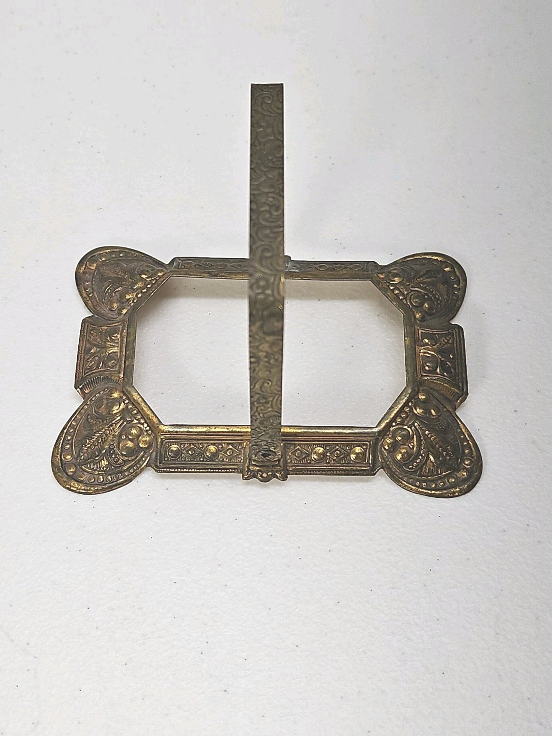 Antique Czech Amber Glass Salt Cellar Intaglio Design Ornate Brass Holder RARE