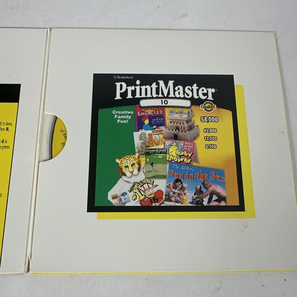 Broderbund PrintMaster 10 Publishing Suite Windows 95 98 2000 Program CD ROM