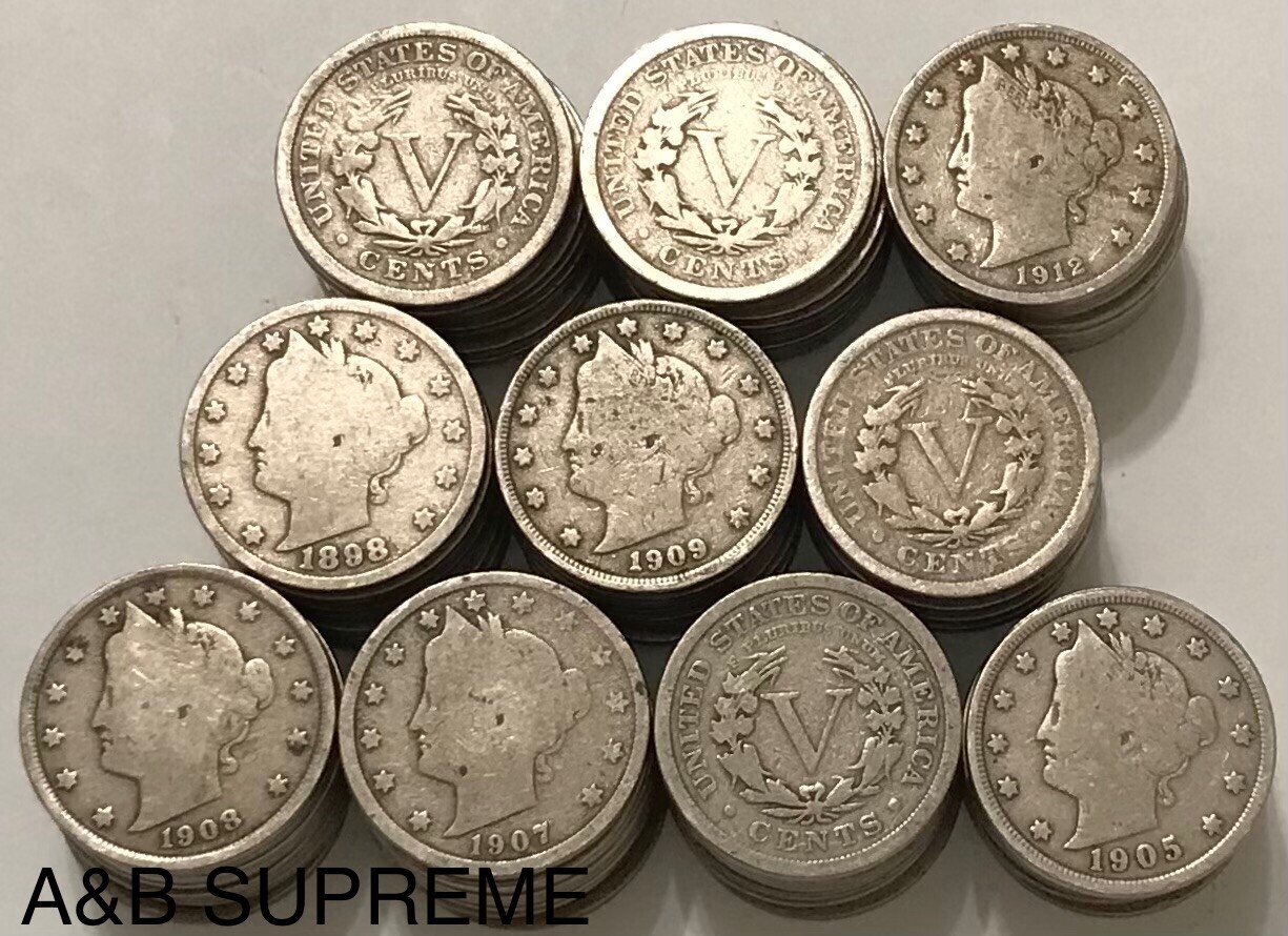 Huge Collection Of 100 Liberty V Nickels Good To Fine 1883-1912 Estate Sale Lot