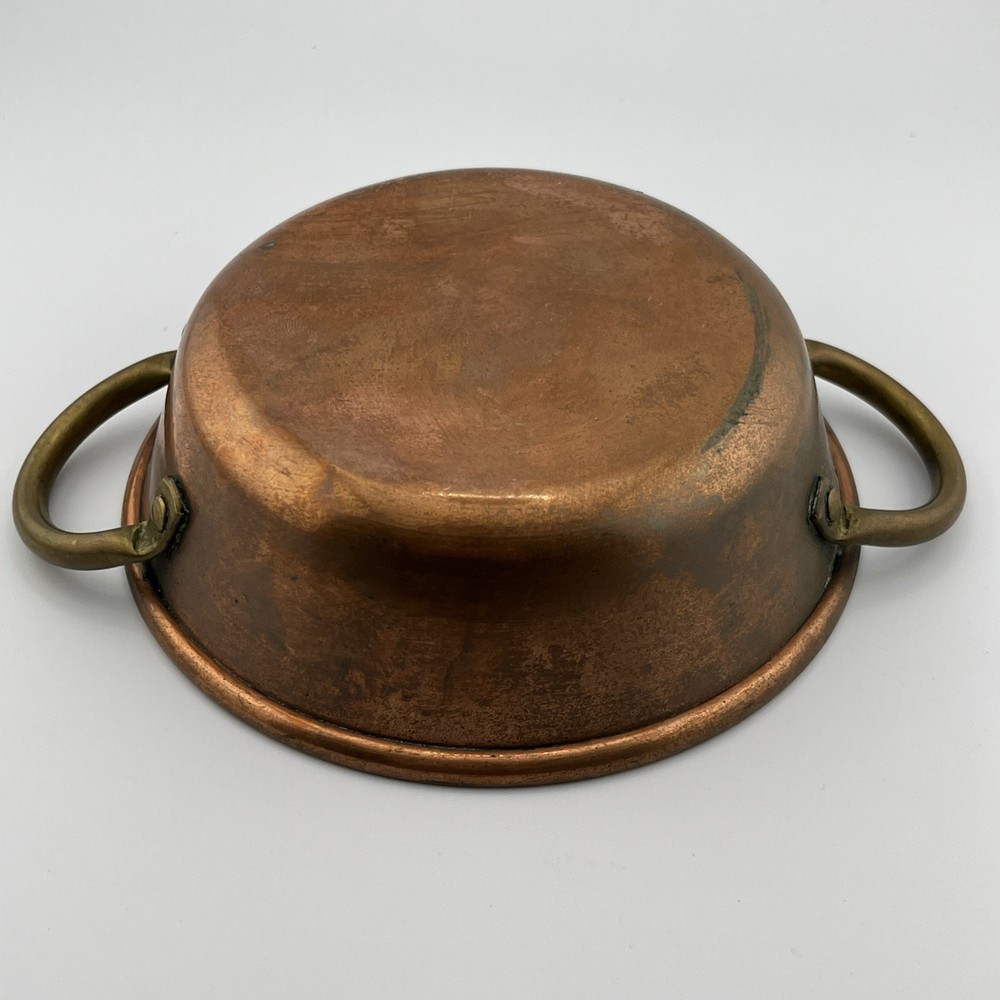 VINTAGE 5” COPPER TIN POT WITH LID