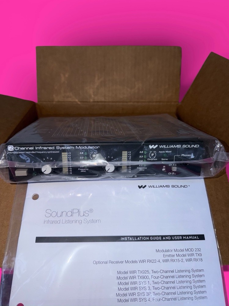 Williams Sound MOD 232 Infrared Modulator Two Channel Microprocessor NEW
