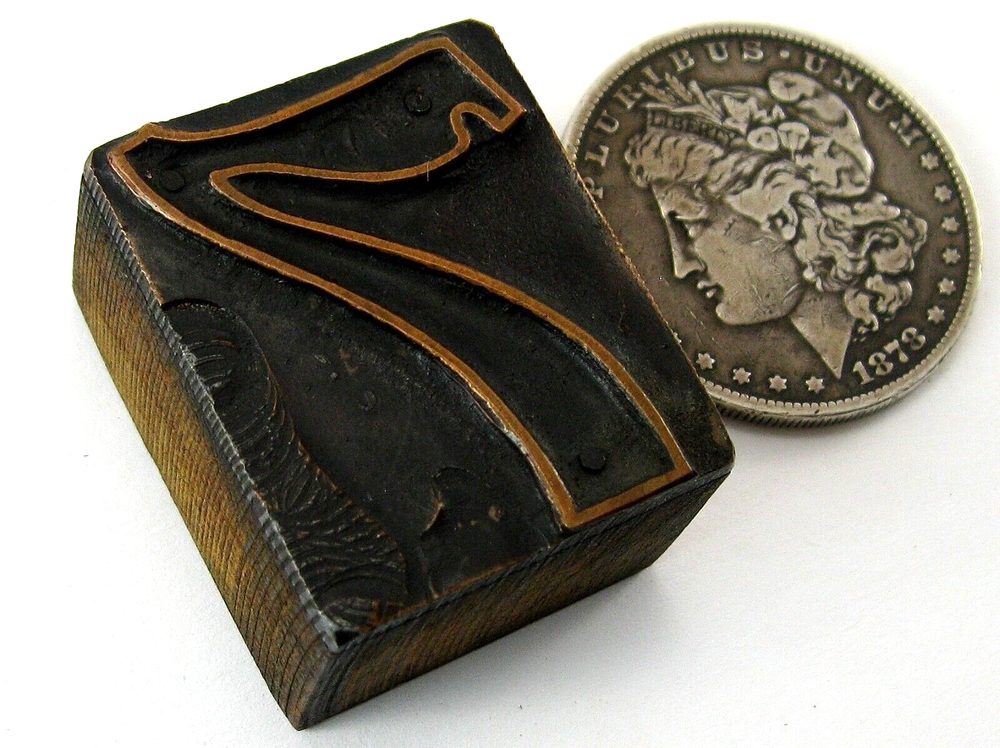 Letterpress Print Block - "Lucky 7"