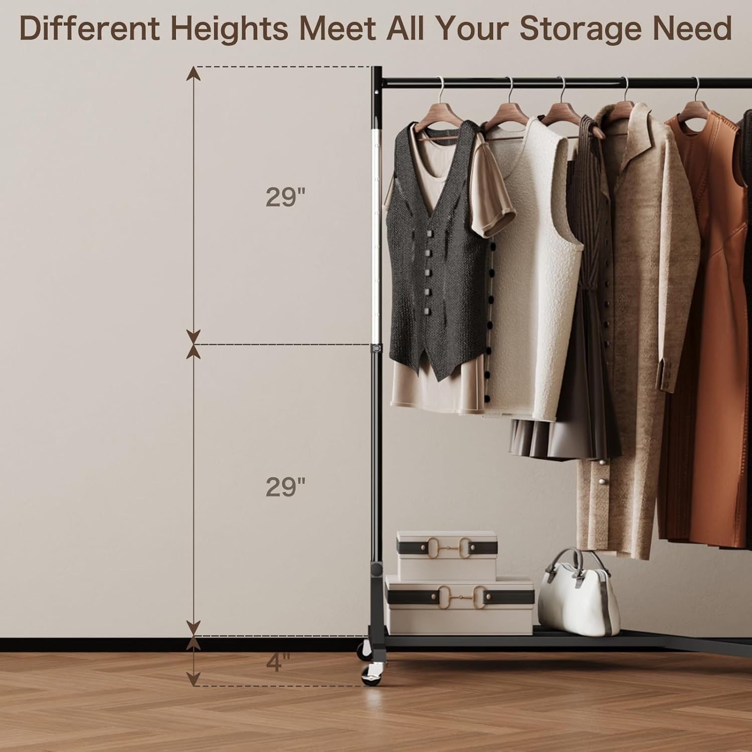 Z-Truck Clothing Rack Z Base Heavy Duty Garment Rack Adjustable Height w/Wheel