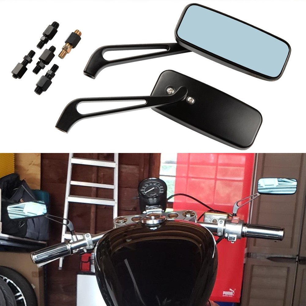 Black US Rectangular Motorcycle Rear View Side Mirrors For Honda Shadow Bobber