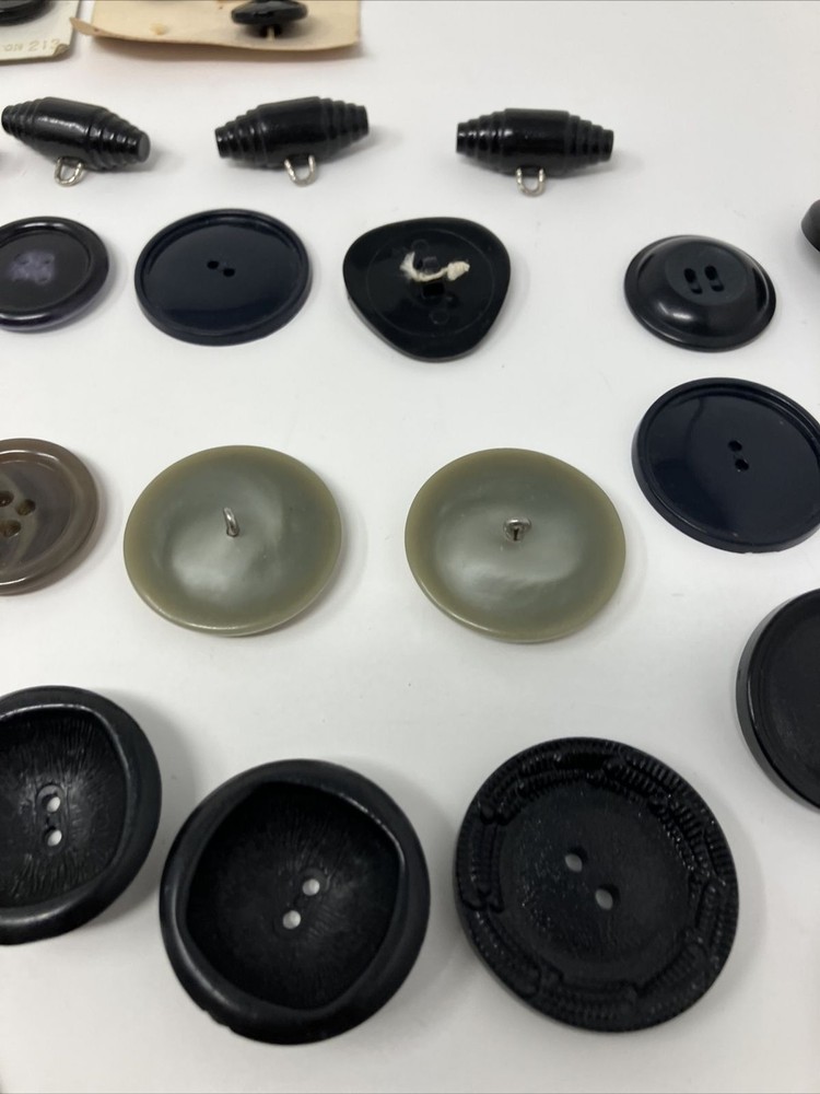 Vintage Button Lot Black Gray Mixed Lot