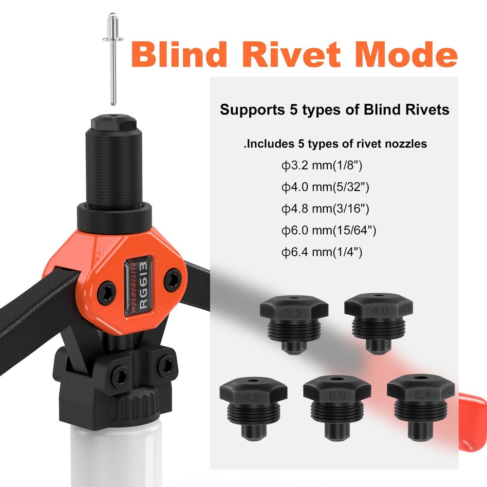 Dual-Function Rivet Nut Tool Including 405 pcs Nuts Blind 15 Mandrels 5 Nozzles