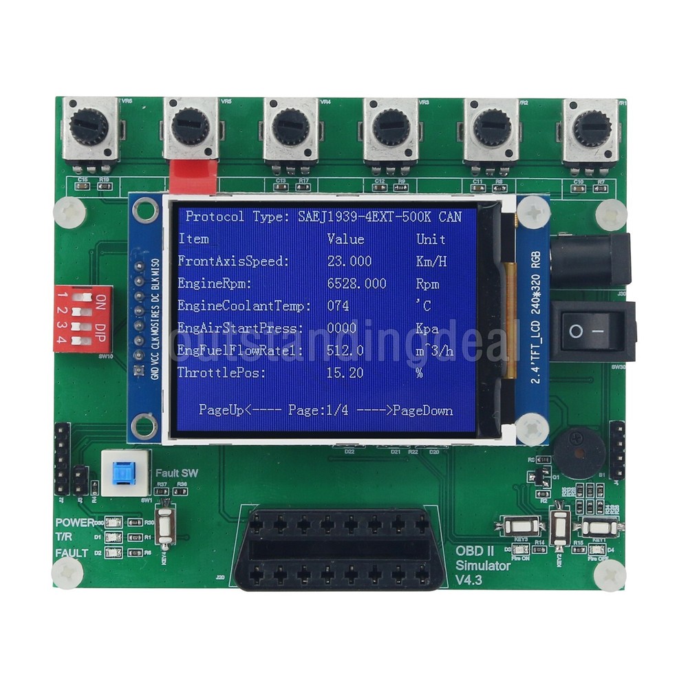 J1939 Simulator OBD II Simulator OBD2 ECU Simulator w/ 2.4" TFT Screen ot25