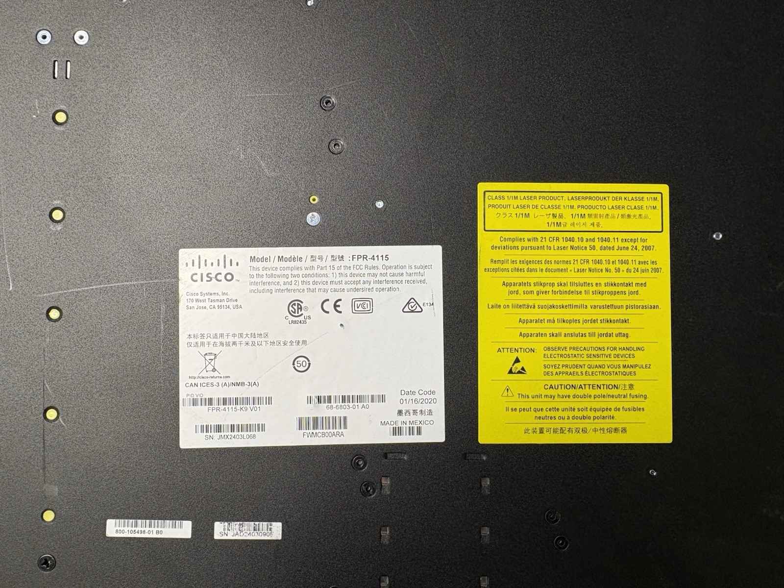 Cisco FPR-4115-K9 FIREPOWER SECURITY APPLIANCE 68-6803-01 *Cosmetic