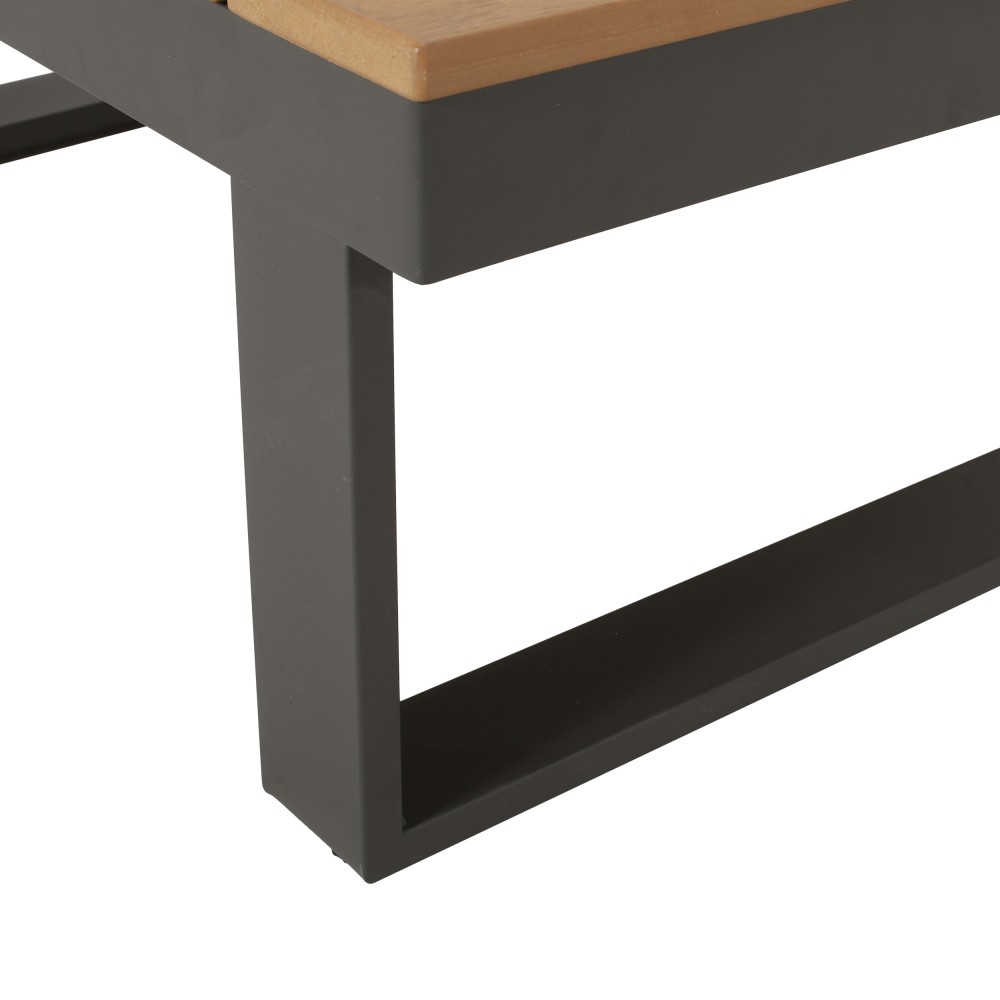 Outdoor Lounge Set: Modern Corner Chair & Acacia Wood Coffee Table w/ Cushions