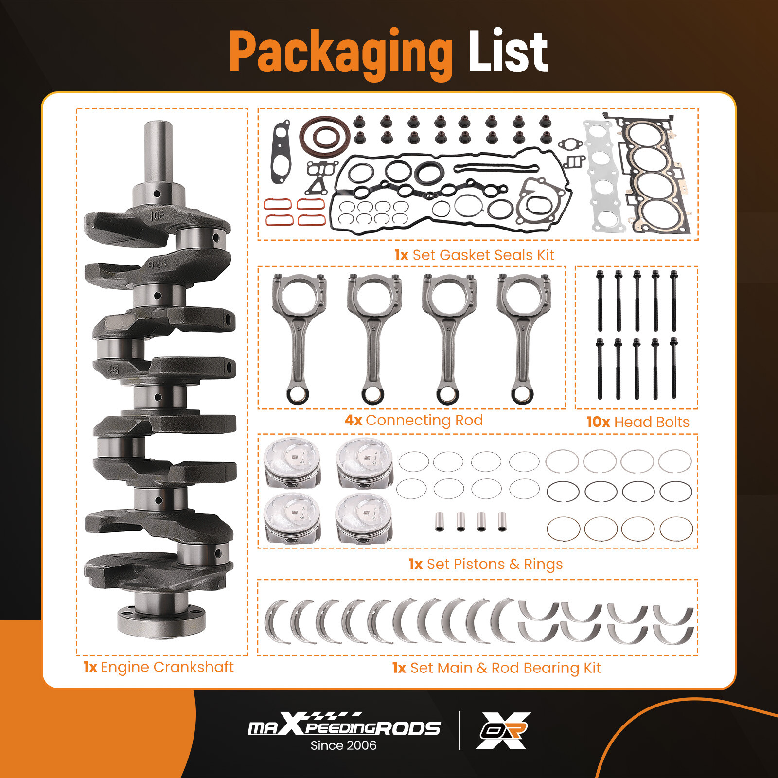 G4KJ Engine Rebuild Kit Crankshaft & Conrods & Bearing Set For Hyundai Kia 2.4L