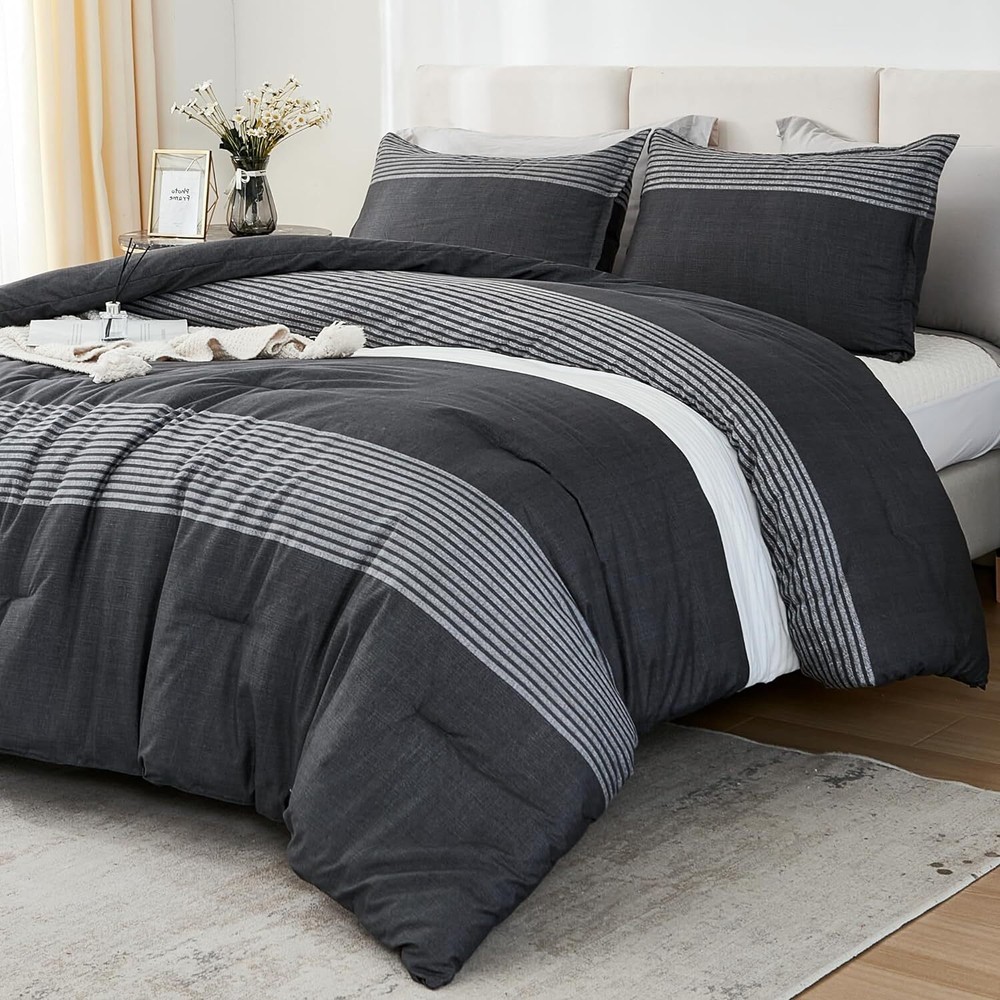 Litanika Full Size Comforter Sets Black White Grey - 3 Full,