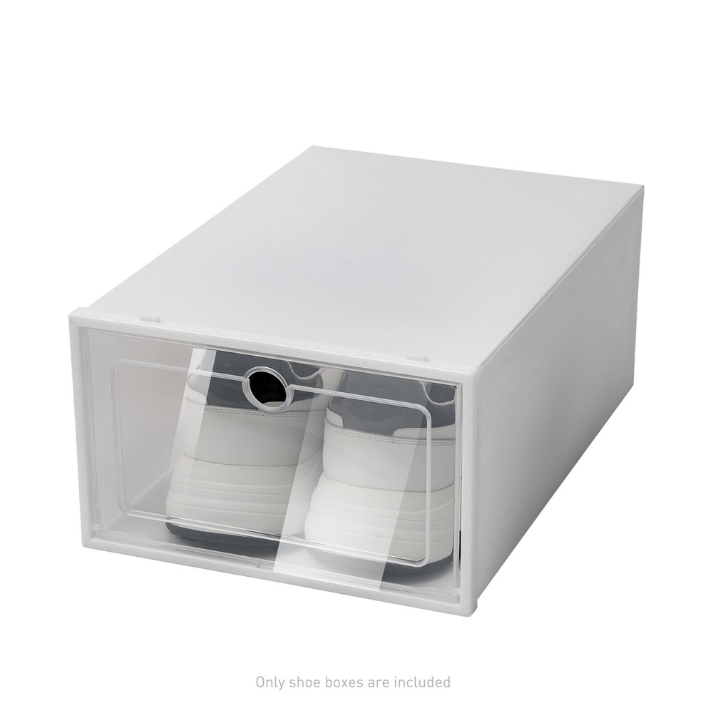 Shoe Collect Box Plastic Storage Case Foldable Clear Stackable Organizer Case