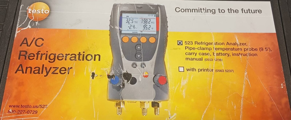 Testo 523 A/C Refrigeration System Analyzer 0560 5231 w/ Case
