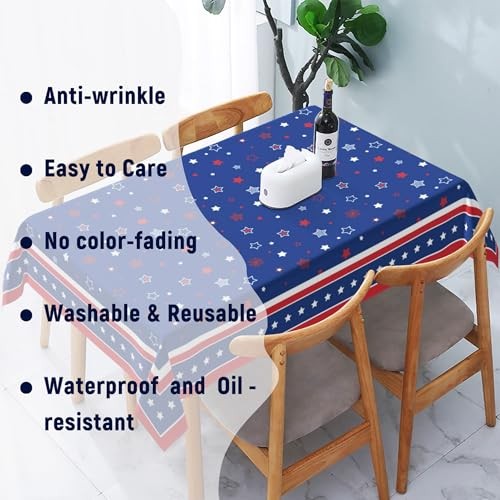 Patriotic Rectangle Tablecloth 60x84 Inch 84" x 60" (Rectangular) Dark Blue