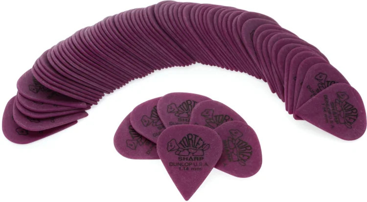 Dunlop 412R114 Tortex Sharp Guitar Picks 1.14mm Purple 72-pack