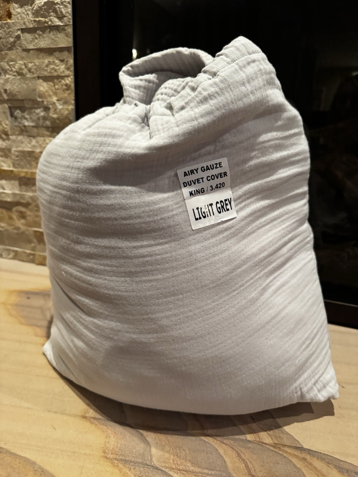 NWOT Quince Organic Cotton Airy Gauze Duvet Cover Set King Light Grey Open Box