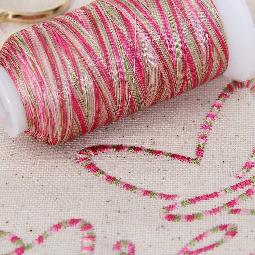 VARIEGATED POLYESTER EMBROIDERY THREAD 1000M SPOOLS 25 COLORS 40 WT - THREADART