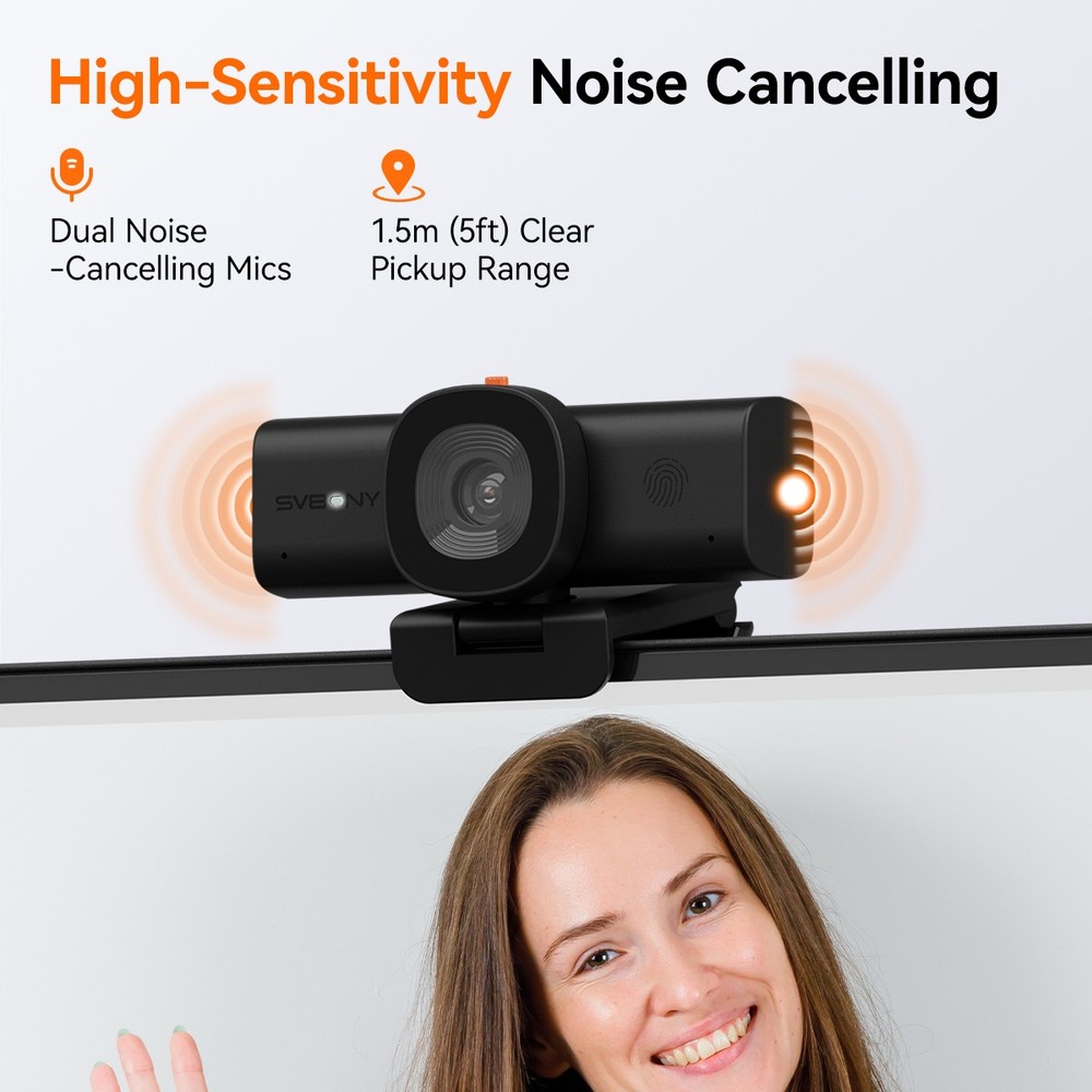 SVBONY 2K Web Cam for PC Computer Camera W/ Low-Light 3D Noise Reduction USB A-C