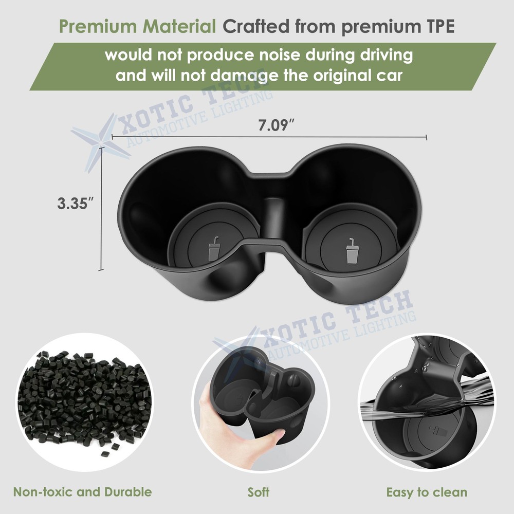 Center Console Dual Water Cup Holder Insert For Tesla Refresh Model 3 Model Y