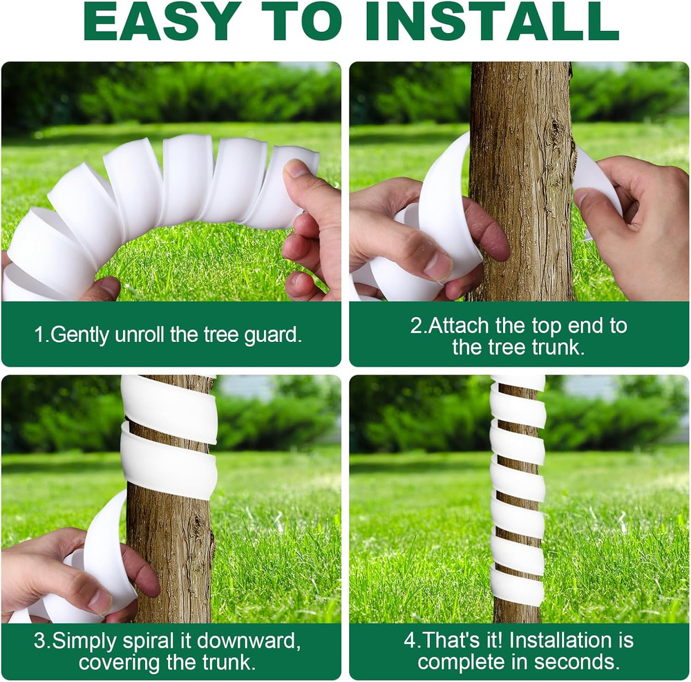 4PCS Tree Trunk Protector Guard, 2 Size Plastic Spiral Tree Bark Protector Tree