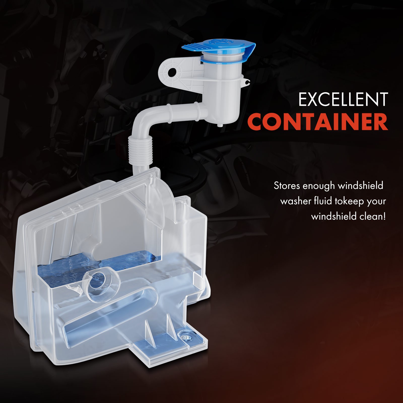 Windshield Washer Reservoir with Cap & Pump for Ford F-150 F-250 Lincoln Mark LT