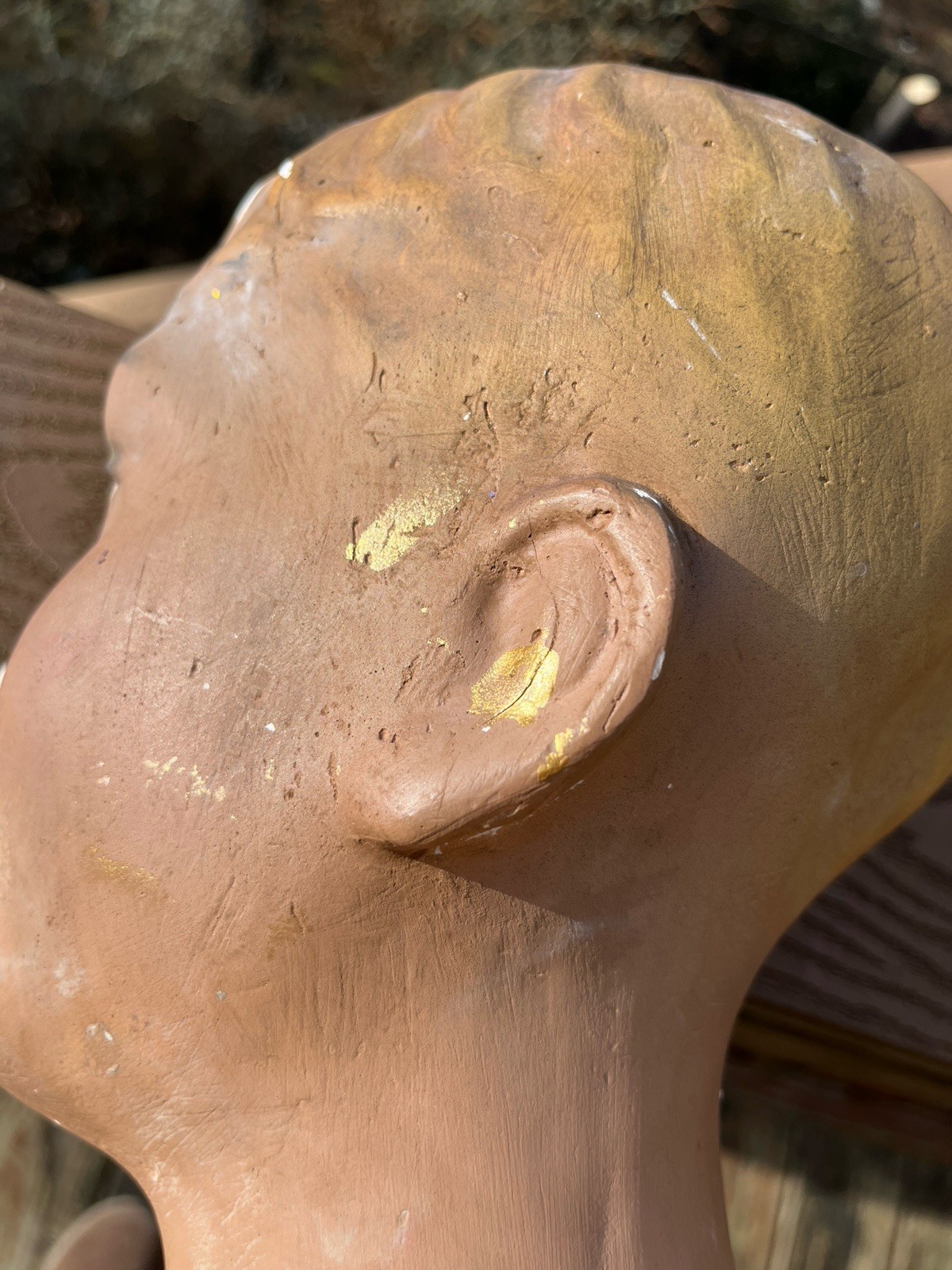 Antique, 1900’s Plaster Child Mannequin Bust, German, Brown Eyes, Blond Hair