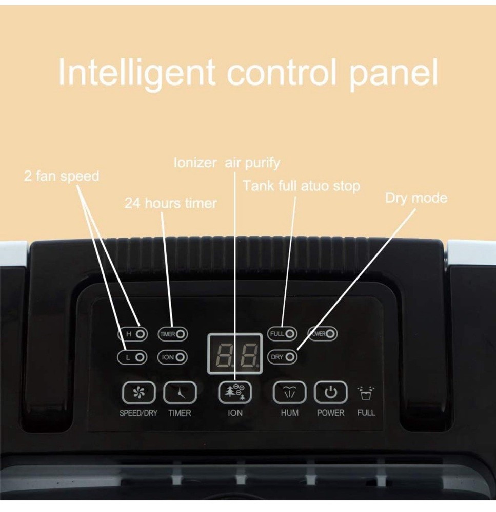 Compact 20 Pint Portable Dehumidifier with Humidity Sensor, Timer, 2 Speed