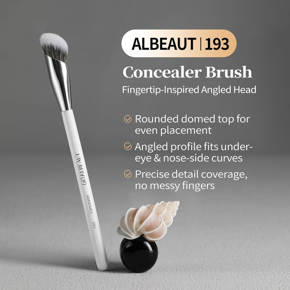Concealer Brush, Angled Under Eye Makeup Small Foundation Precision Face