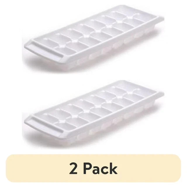 (2 pack) Rubbermaid® Quick Release Ice Cube Tray, Plastic, White, Rectangular